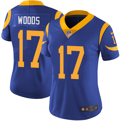 Nike Rams #17 Robert Woods Royal Blue Alternate Women's Stitched NFL Vapor Untouchable Limited Jersey - Click Image to Close